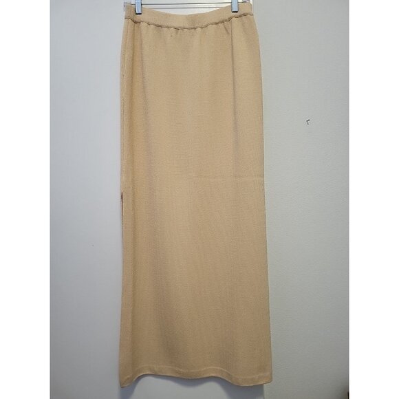 St. John Evening Santana Knit Maxi Skirt with Long Slit Size 10 Yellow - Picture 3 of 6